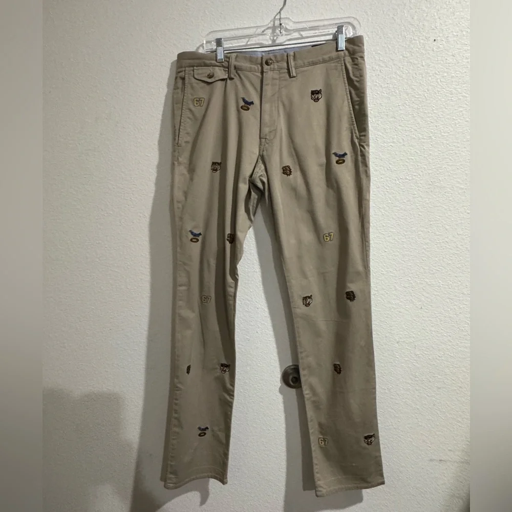 Embroidered Polo Khaki Pants